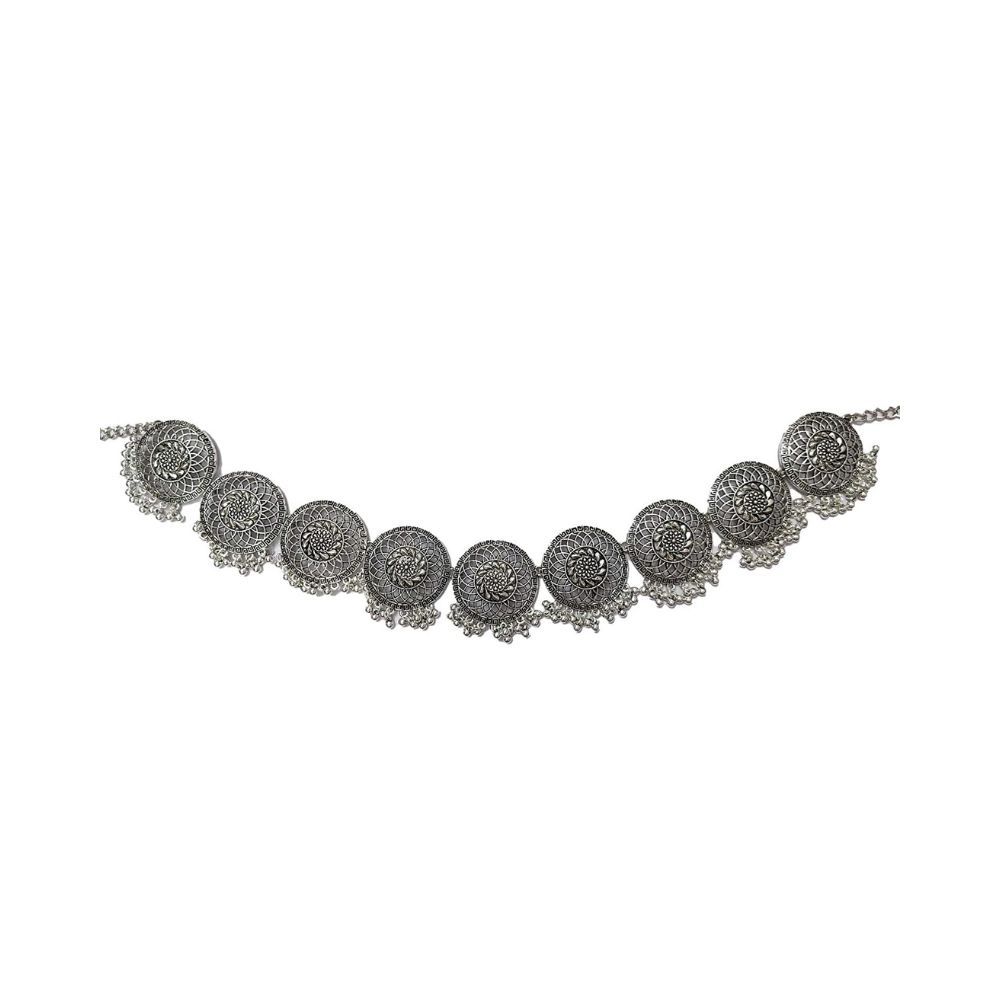WomenSky Stylish Oxidized Silver Kamarband for Girls & Women