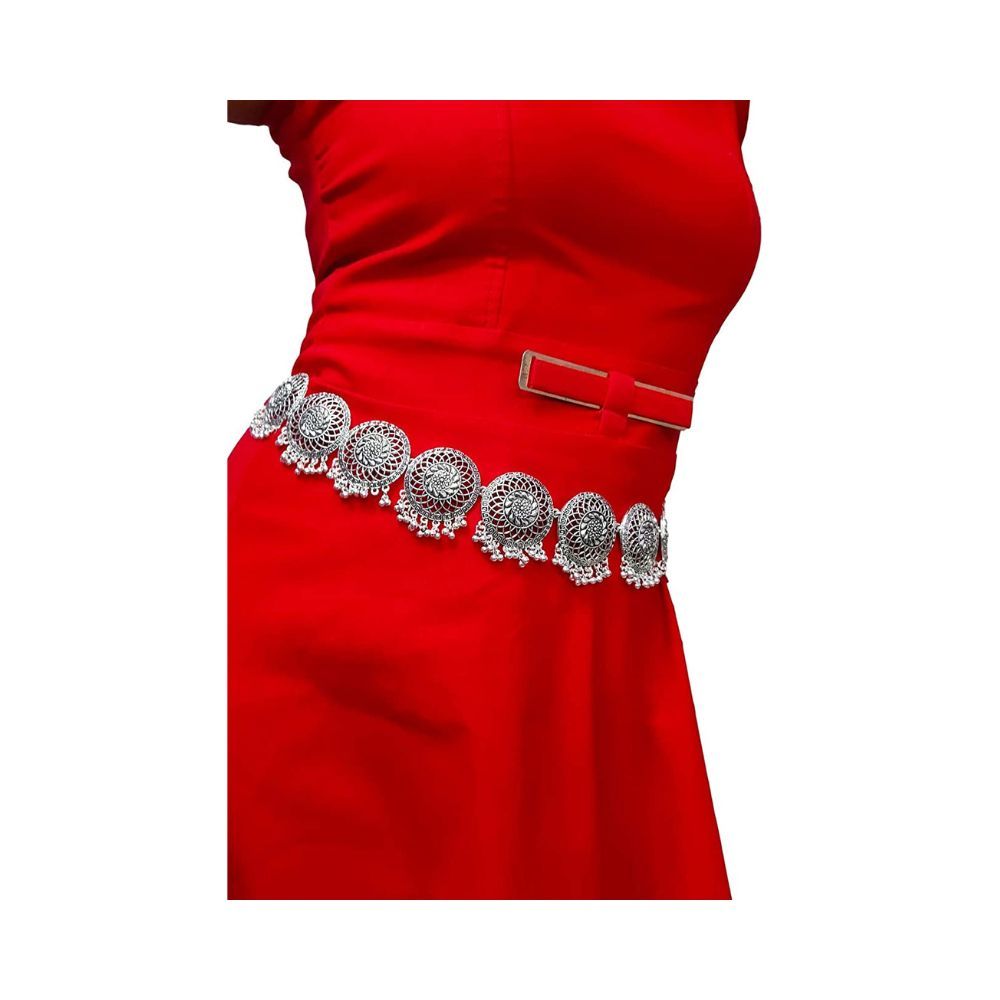 WomenSky Stylish Oxidized Silver Kamarband for Girls & Women