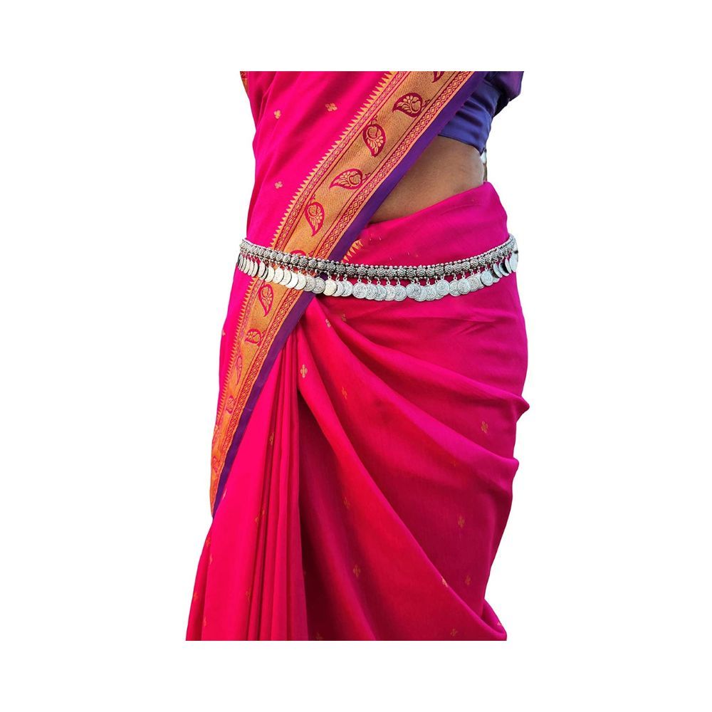 WomenSky Stylish Traditional Silver Plated Kamarband Waist Chain for Women