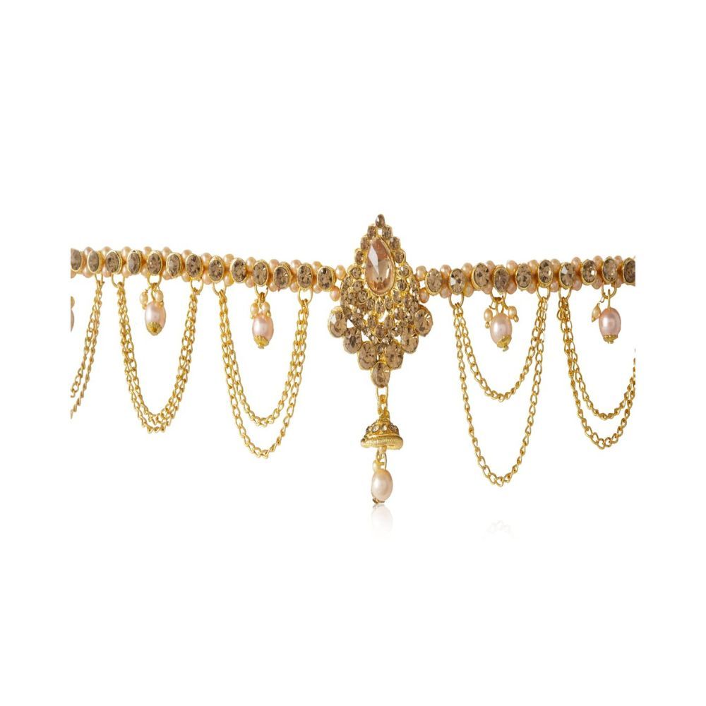 WomenSky Traditional Gold Polished Brass Kamarband for Women