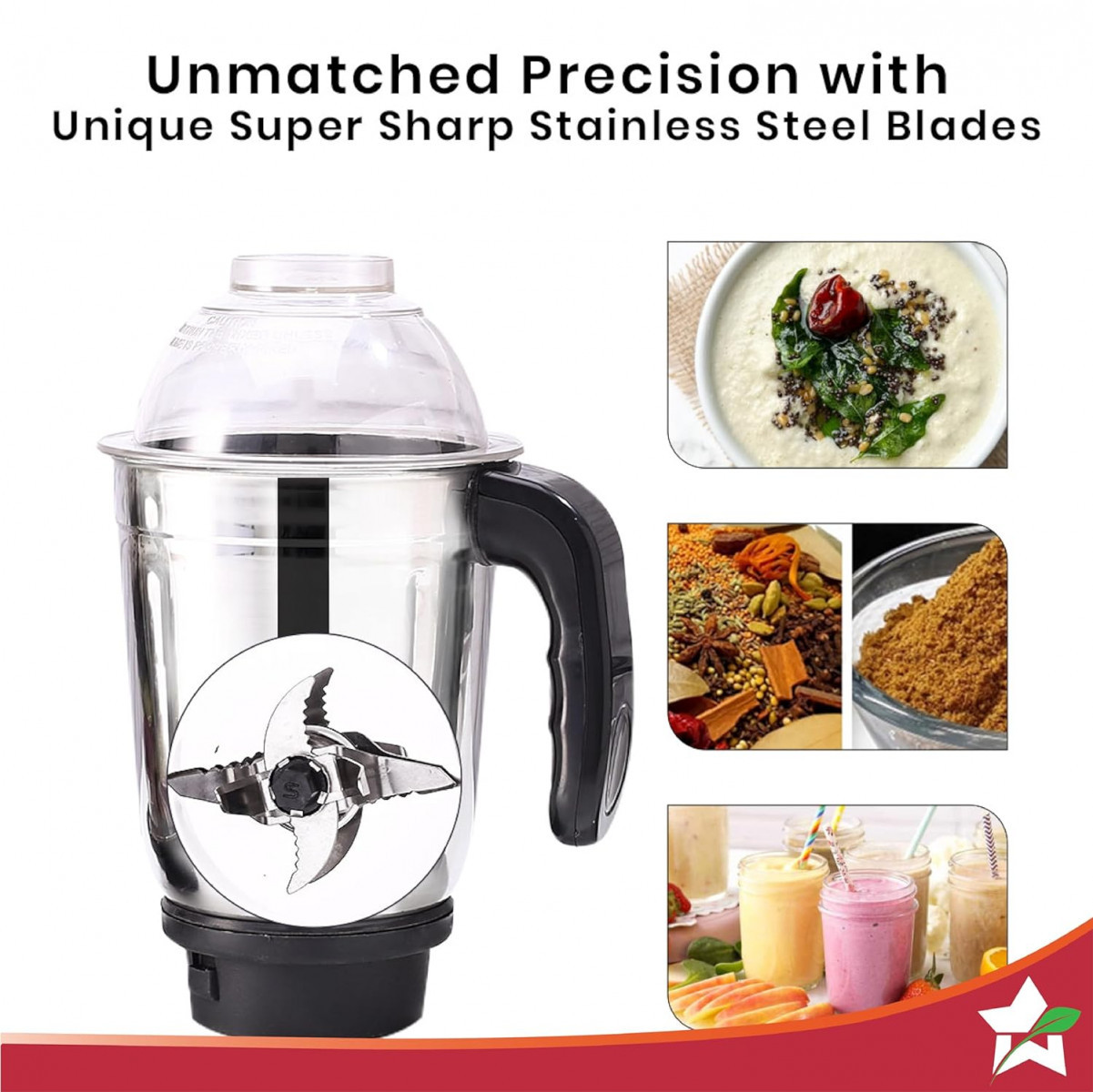 Wonderchef Acura Blender Pro Mixer Grinder 500W 230V50Hz 4 Jars2 Stainless Steel  2 Polycarbonate Jars Black  Blue 2 Years Warranty by Wonderchef