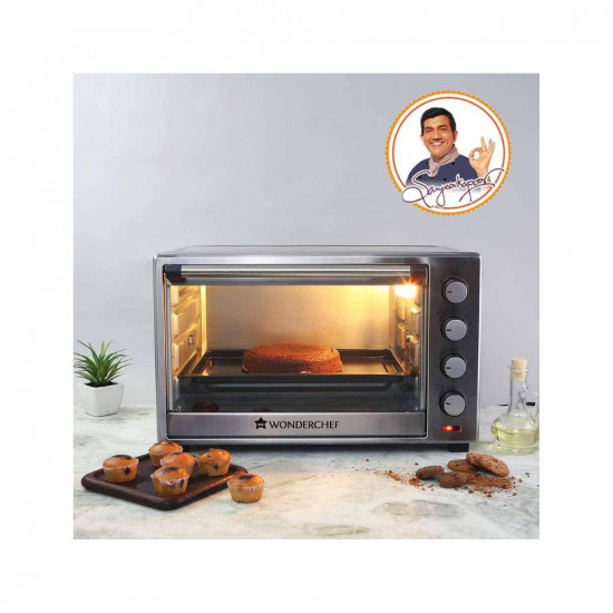 Wonderchef Oven Toaster Griller (OTG) - 60 litres, Steel – with Rotisserie, Auto-Shut Off, Heat-Resistant Tempered Glass, 6-Stage Heat Selection,silver