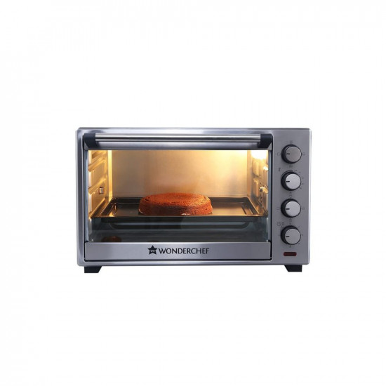 Wonderchef Oven Toaster Griller (OTG) - 60 litres, Steel – with Rotisserie, Auto-Shut Off, Heat-Resistant Tempered Glass, 6-Stage Heat Selection,silver