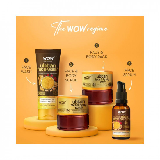 WOW Skin Science Face and Body Ubtan Scrub with Chickpea Flour, Saffron & Turmeric Extracts - No Sulphate, Parabens, Silicones & Color, 200 ml