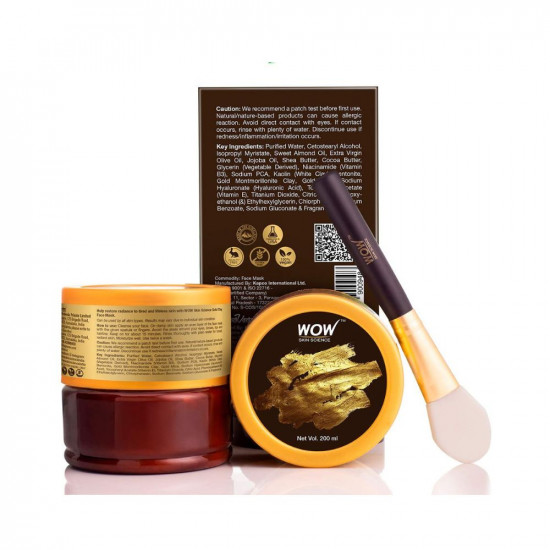WOW Skin Science Gold Clay Face Mask for Hydrating Skin & Restoring Radiance - No Parabens, Sulphate, Mineral Oil & Color - 200mL