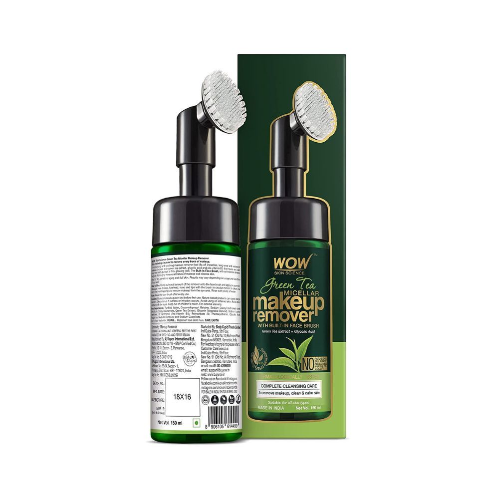 WOW Skin Science Green Tea Makeup Remover With Built-In Face Brush (MICELLAR)