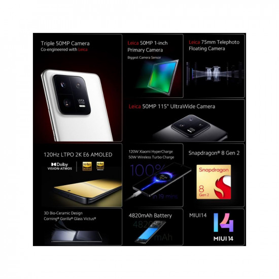 Xiaomi 13 Pro (Ceramic Black, 12GB RAM 256GB Storage) | Leica Professional 50MP Triple Camera | Biggest Camera Sensor 1