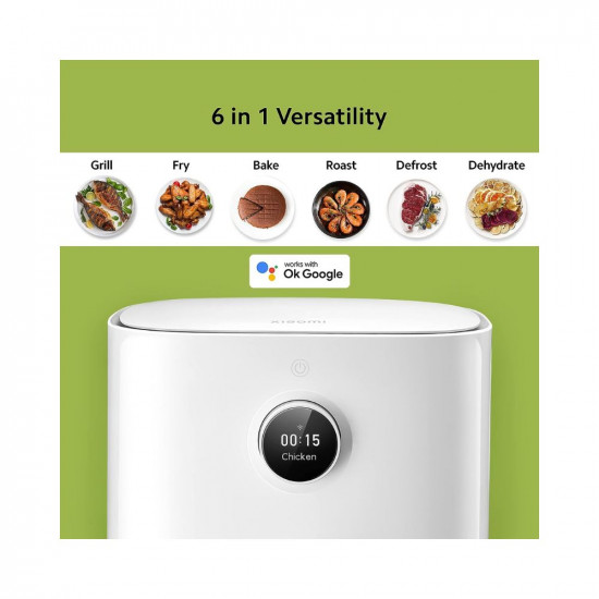 Xiaomi Smart Air Fryer for 4-5 People  90 Less Fat l 1500W Fast Cooking  7 Pre-set Menus  Grill Bake Fry Roast Reheat Defrost  40-200C l Dual Speed Technology  Voice Control  90 Recipe