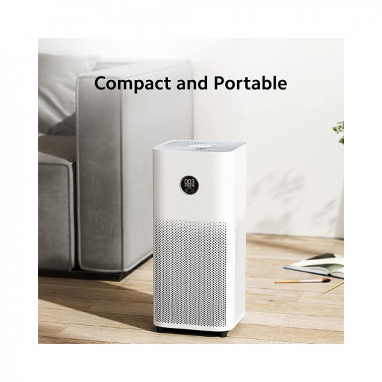 Xiaomi Smart Air Purifier 4 with Ioniser & Laser Sensor, True 3 layer Hepa filter, removes 99.97% airpollutants, bacteria & viruses, odor, 516 sq.ft large coverage, App, WiFi & Voice control-Alexa/GA
