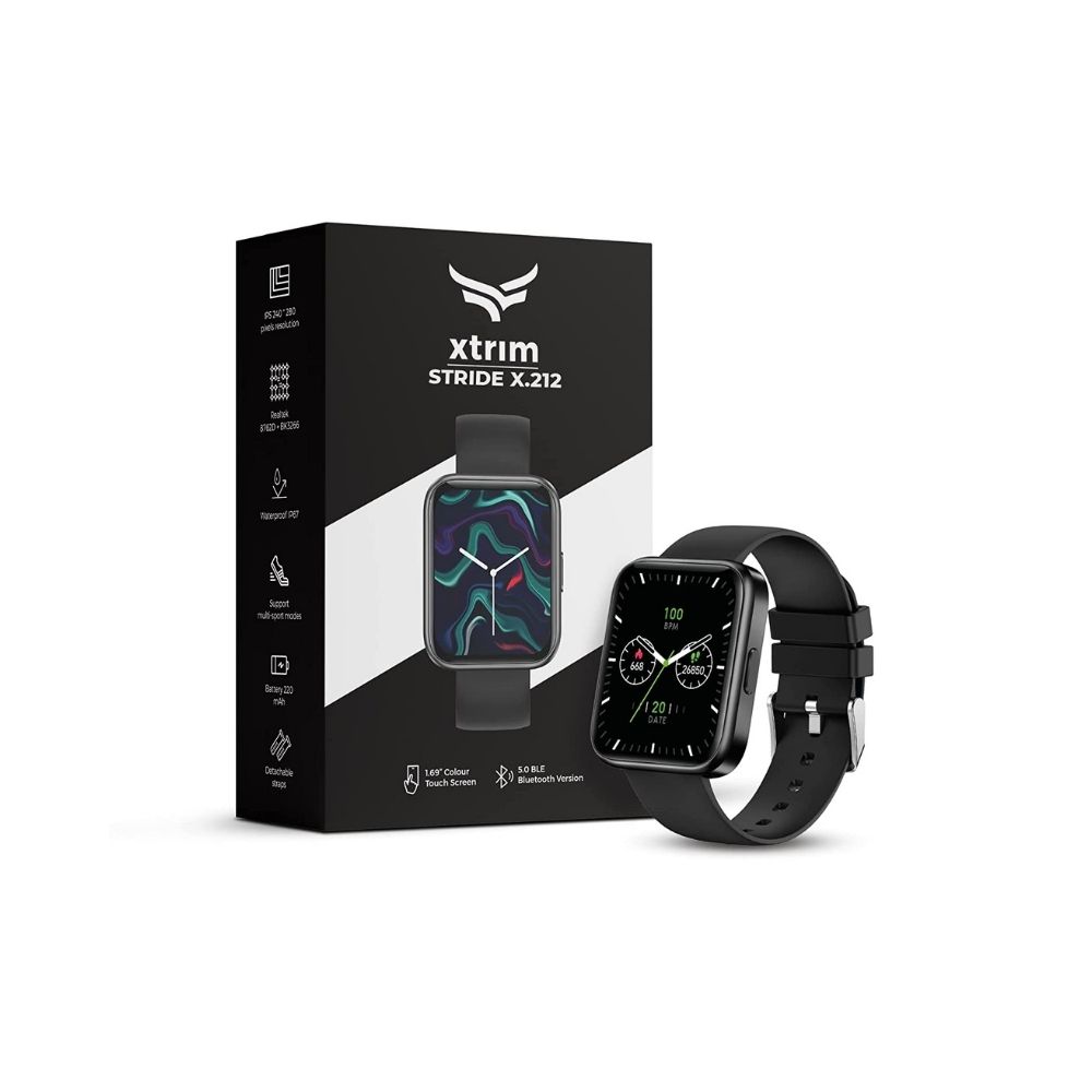 Xtrim Stride X.212 Smartwatch with 5.0 BLE Bluetooth Calling, 1.69ÃÂ Color Touch Screen - (Black)