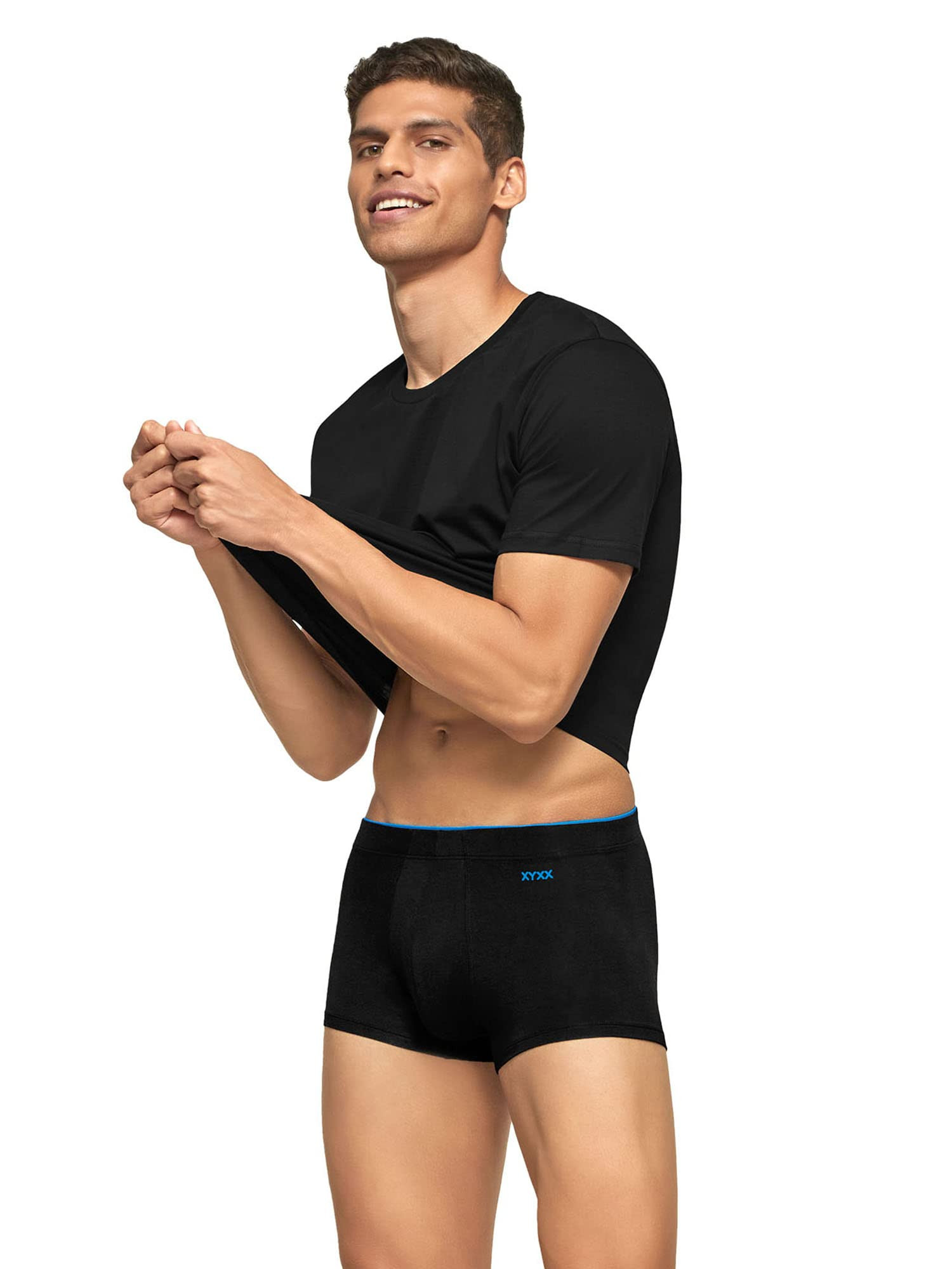 XYXX Men's Underwear Uno IntelliSoft Antimicrobial Micro Modal Trunk Pack  of 3 (Black ; Black ; Black; M)