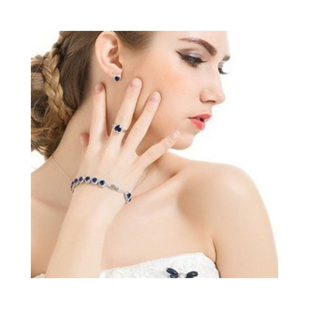 Yellow Chimes A5 Grade Crystal Silver Plated Queen's Love Heart Ring forWomen and Girls