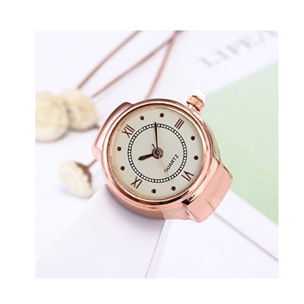 Yellow Chimes Analog Watch Dial Stretchable Adjustable Finger Rings for Women