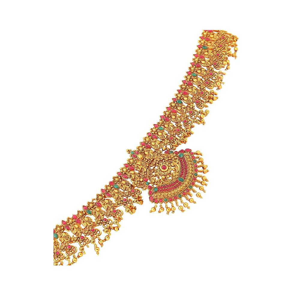 Yellow Chimes Kamarbandh For Women Gold Plated Multicolor Stone and Pearl Beaded Traditional Adjustable Kamarbandh For Women and Girls