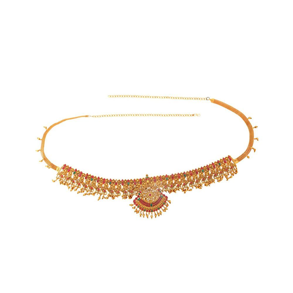 Yellow Chimes Kamarbandh For Women Gold Plated Multicolor Stone and Pearl Beaded Traditional Adjustable Kamarbandh For Women and Girls