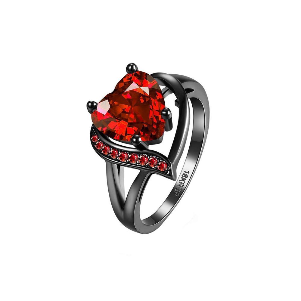 Yellow Chimes Rings for Women and Girls | Fashion Finger Ring | Red Crystal Stone Studded Rings
