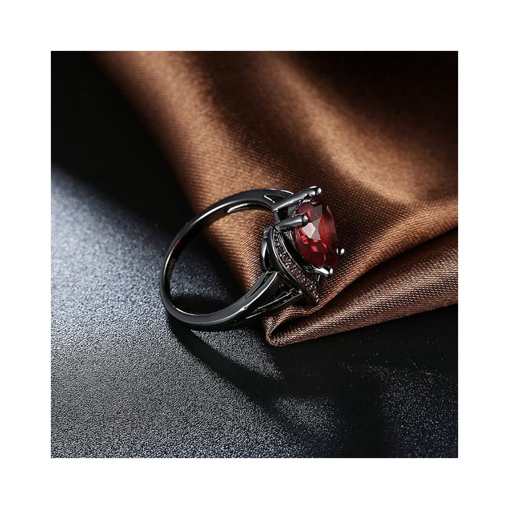 Yellow Chimes Rings for Women and Girls | Fashion Finger Ring | Red Crystal Stone Studded Rings