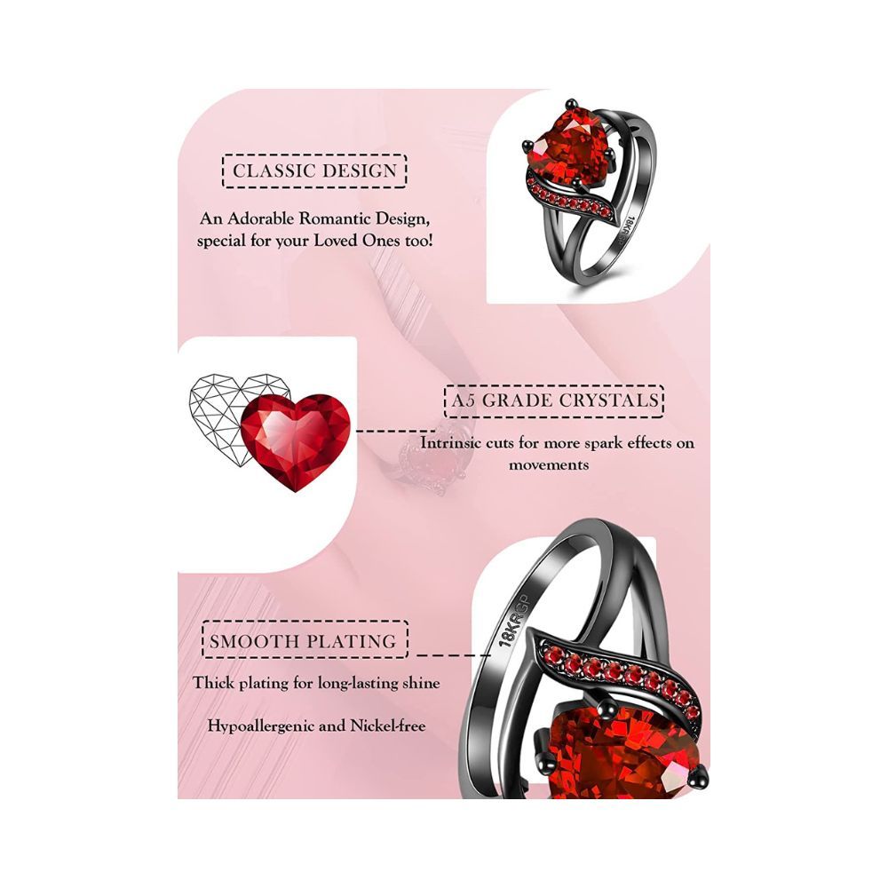 Yellow Chimes Rings for Women and Girls | Fashion Finger Ring | Red Crystal Stone Studded Rings