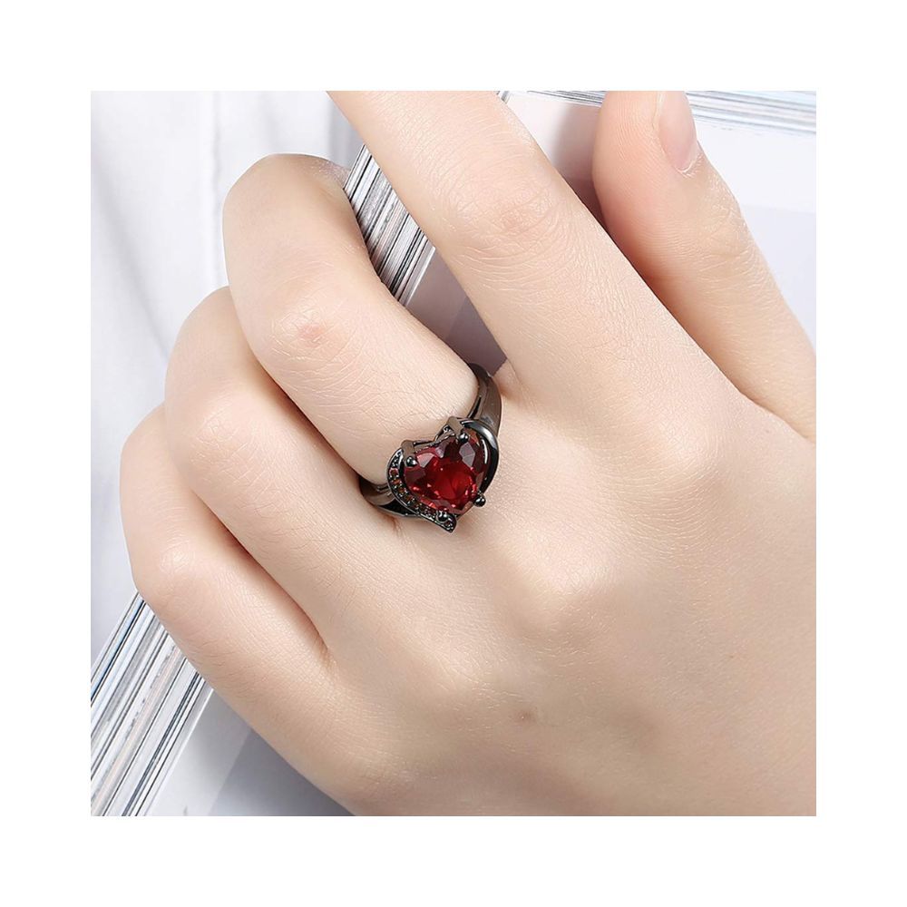 Yellow Chimes Rings for Women and Girls | Fashion Finger Ring | Red Crystal Stone Studded Rings