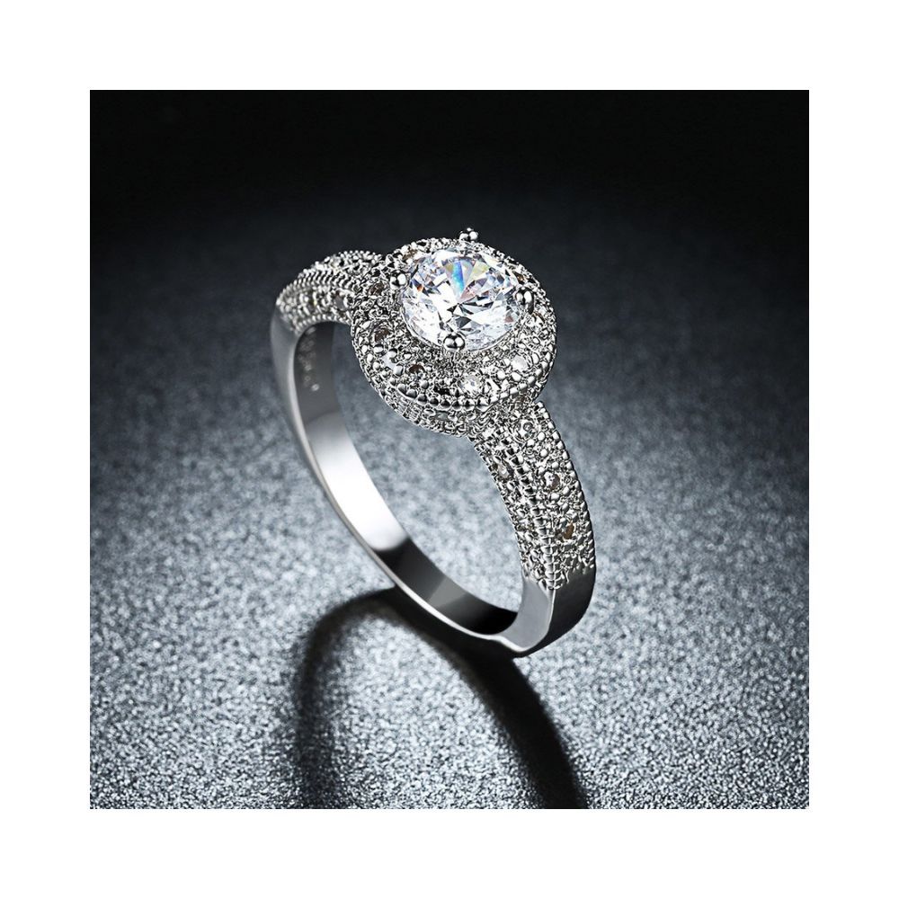 Yellow Chimes Rings for Women and Girls Silver Proposal Ring for Girls | Valentine Special Silver Toned Crystal Finger Ring for Women