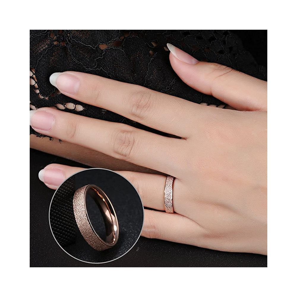 Yellow Chimes Rings for Women Dazzling Stardust Rose Gold Stainless Steel Band Ring for Girls & Women.