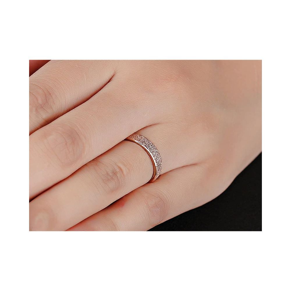 Yellow Chimes Rings for Women Dazzling Stardust Rose Gold Stainless Steel Band Ring for Girls & Women.