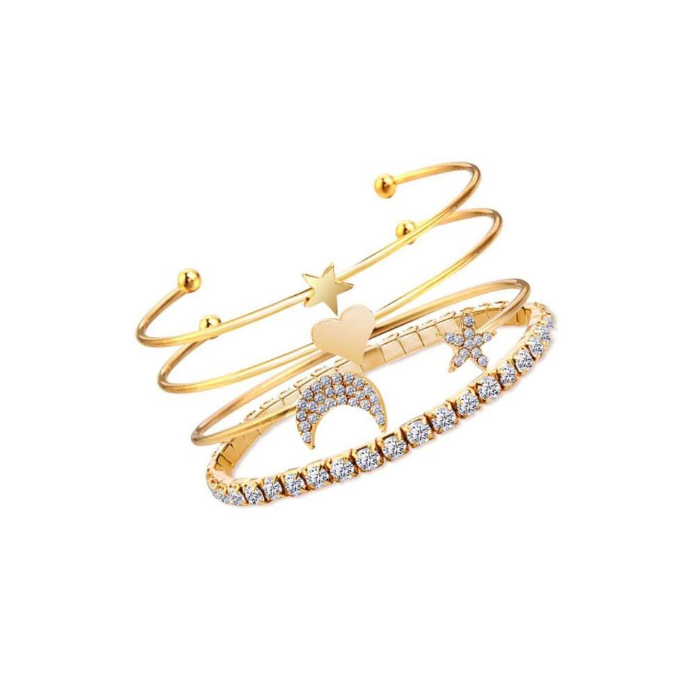 YouBella Celebrity Inspired Jewellery Layered Crystal Bangle Bracelet Combo Gold Plated Multi Strand Bracelet
