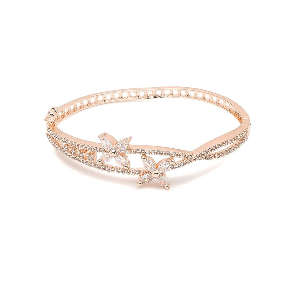 YouBella Jewellery Celebrity Inspired American Diamond Studded Bracelet for Girls and Women (Gold) (YBBN_91975)