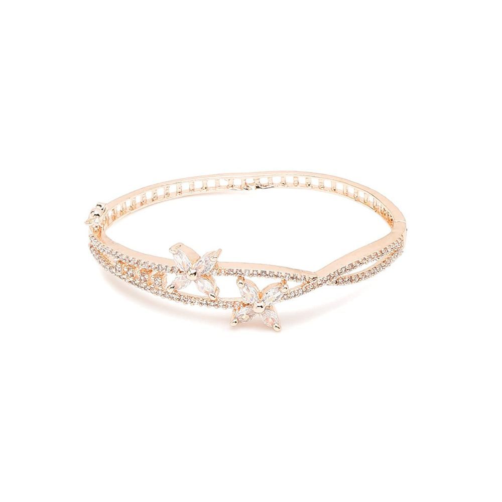 YouBella Jewellery Celebrity Inspired American Diamond Studded Bracelet for Girls and Women (Gold) (YBBN_91975)