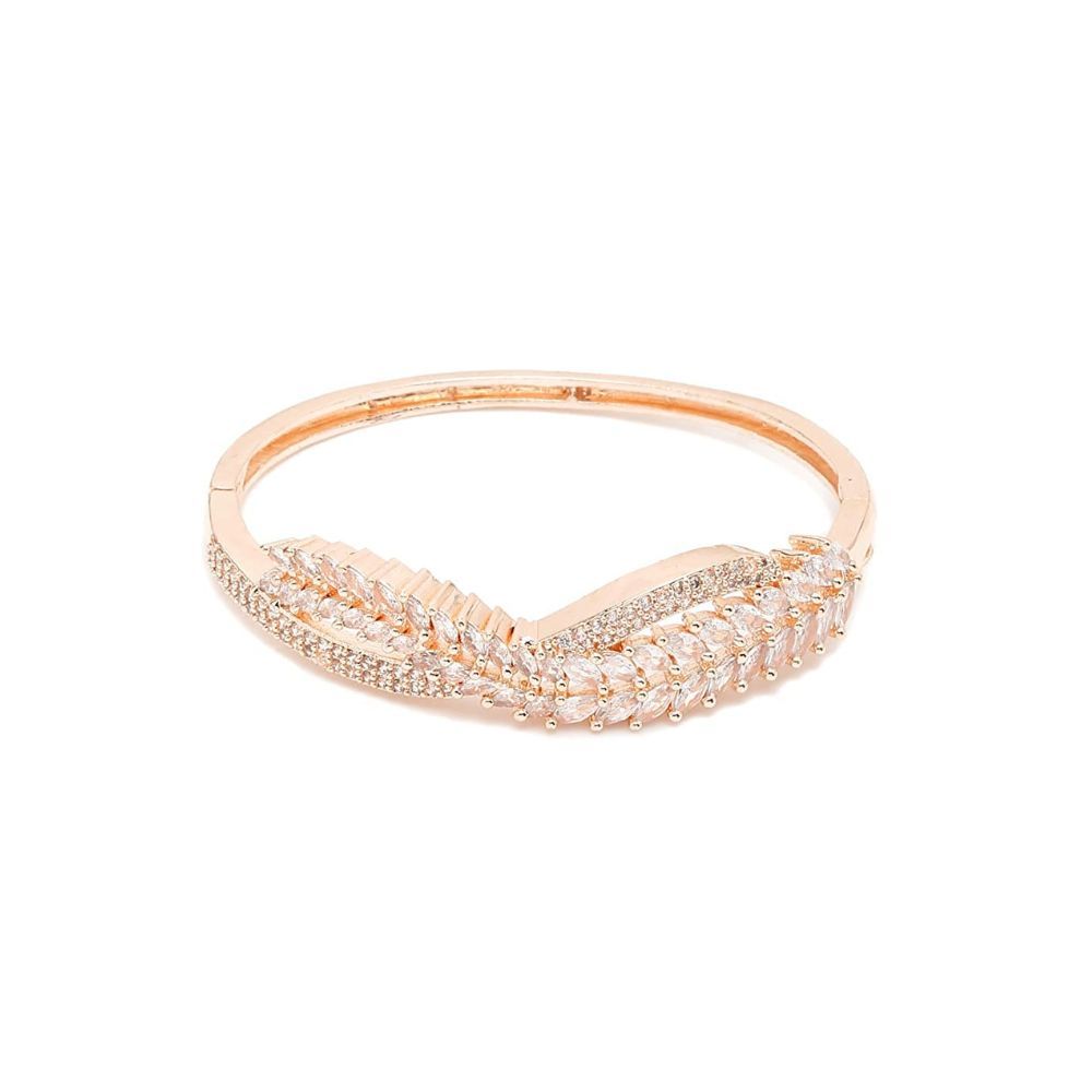 YouBella Jewellery Celebrity Inspired American Diamond Studded Bracelet for Girls and Women (Gold) (YBBN_91980)