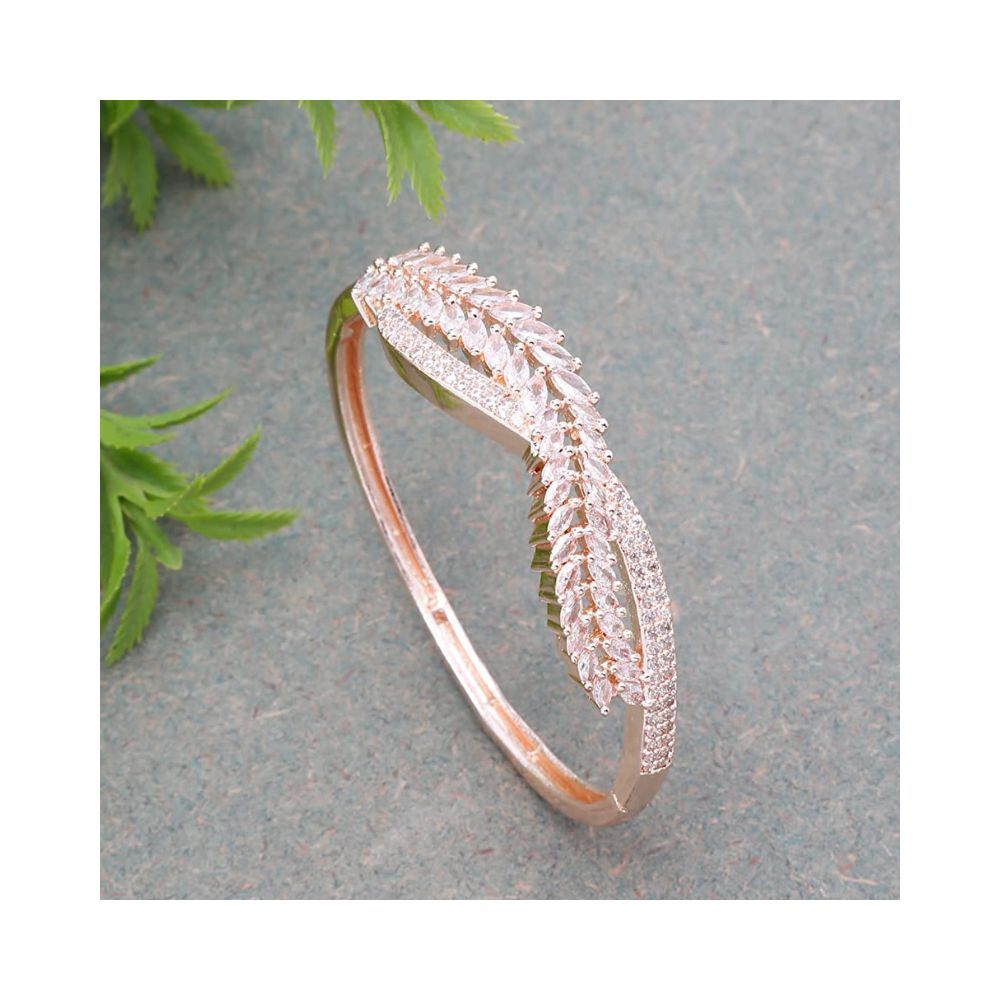 YouBella Jewellery Celebrity Inspired American Diamond Studded Bracelet for Girls and Women (Gold) (YBBN_91980)