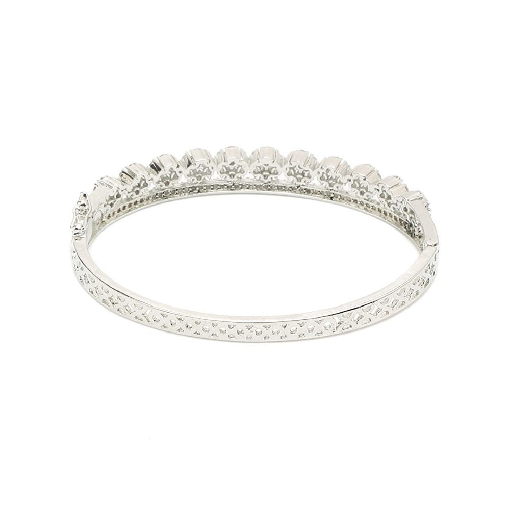 YouBella Jewellery Celebrity Inspired American Diamond Studded Bracelet for Girls and Women (Silver) (YBBN_91982)