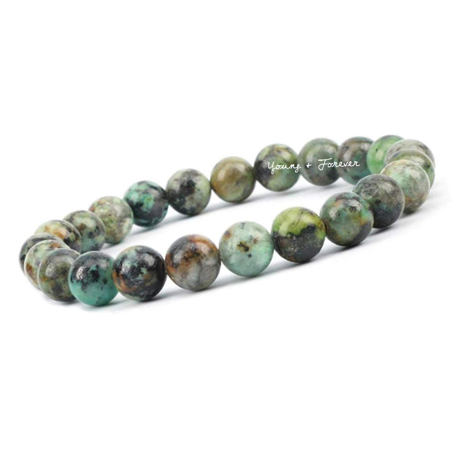 African Turquoise Bead Bracelet: 8 mm Round Crystals (Premium Grade Stretch  Bracelet, African Turquoise Bracelet, Gift)