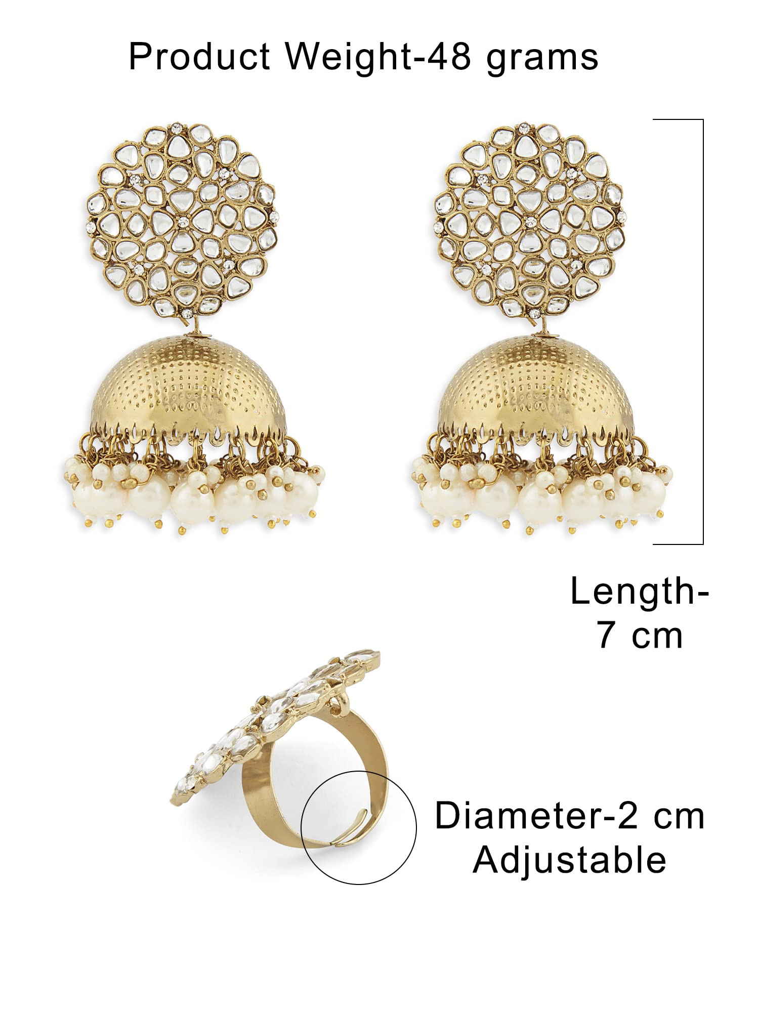 Buy Zaveri Pearls Set Of 3 Wedding Collection Adjustable Finger Rings-ZPFK11484  online