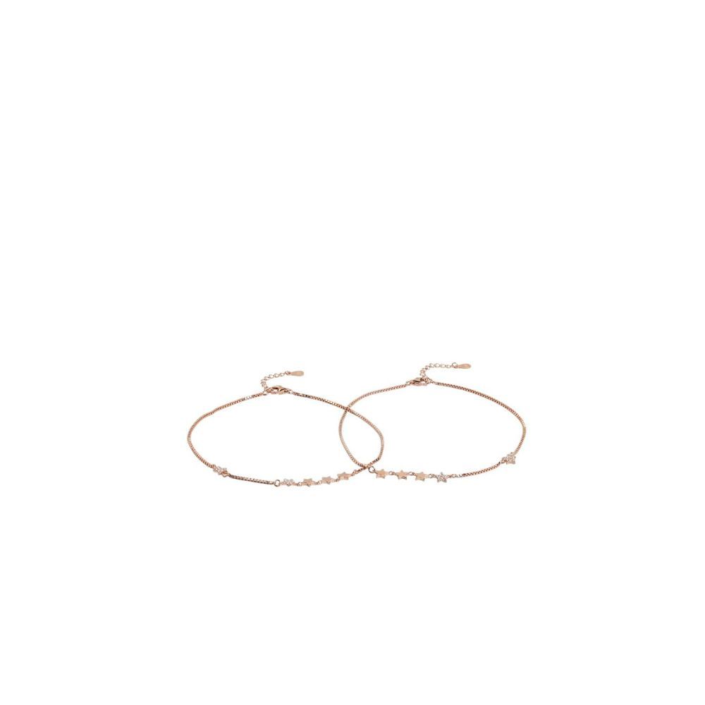ZAVYA 925 Pure Silver Anklets Rose Gold Pair
