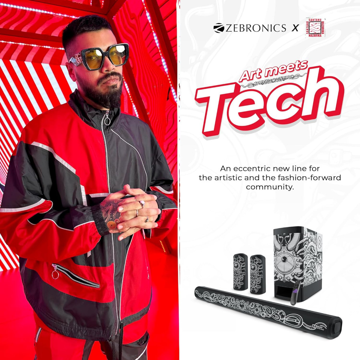 ZEBRONICS 525 Watts Soundbar Juke BAR 9400 PRO Dolby 51Designed by Santanu Hazarika with BT v50HDMI ARCOptical inUSBAUXDual Rear Satellites65 Subwoofer Wall Mountable Design