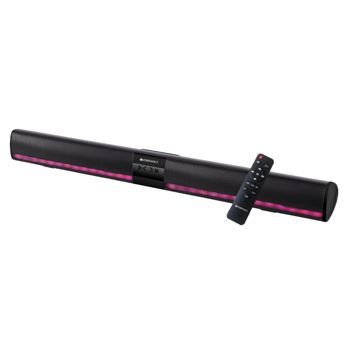 Zebronics Ace Plus Wireless Soundbar with 30W Output Dual Passive Radiator RGB LightsBuilt-in Rechargeable Battery Bluetooth 51Coaxial Input AUX FM Radio USB mSD TWS Function