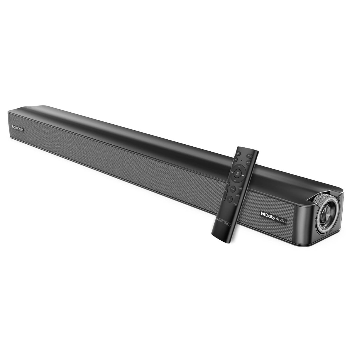ZEBRONICS Juke BAR 3810 PRO Dolby Audio Soundbar with 100W RMS Output Premium Glossy Finish Powerful Quad Drives HDMI ARC Optical Bluetooth 50 LED Display Wall Mount and Remote