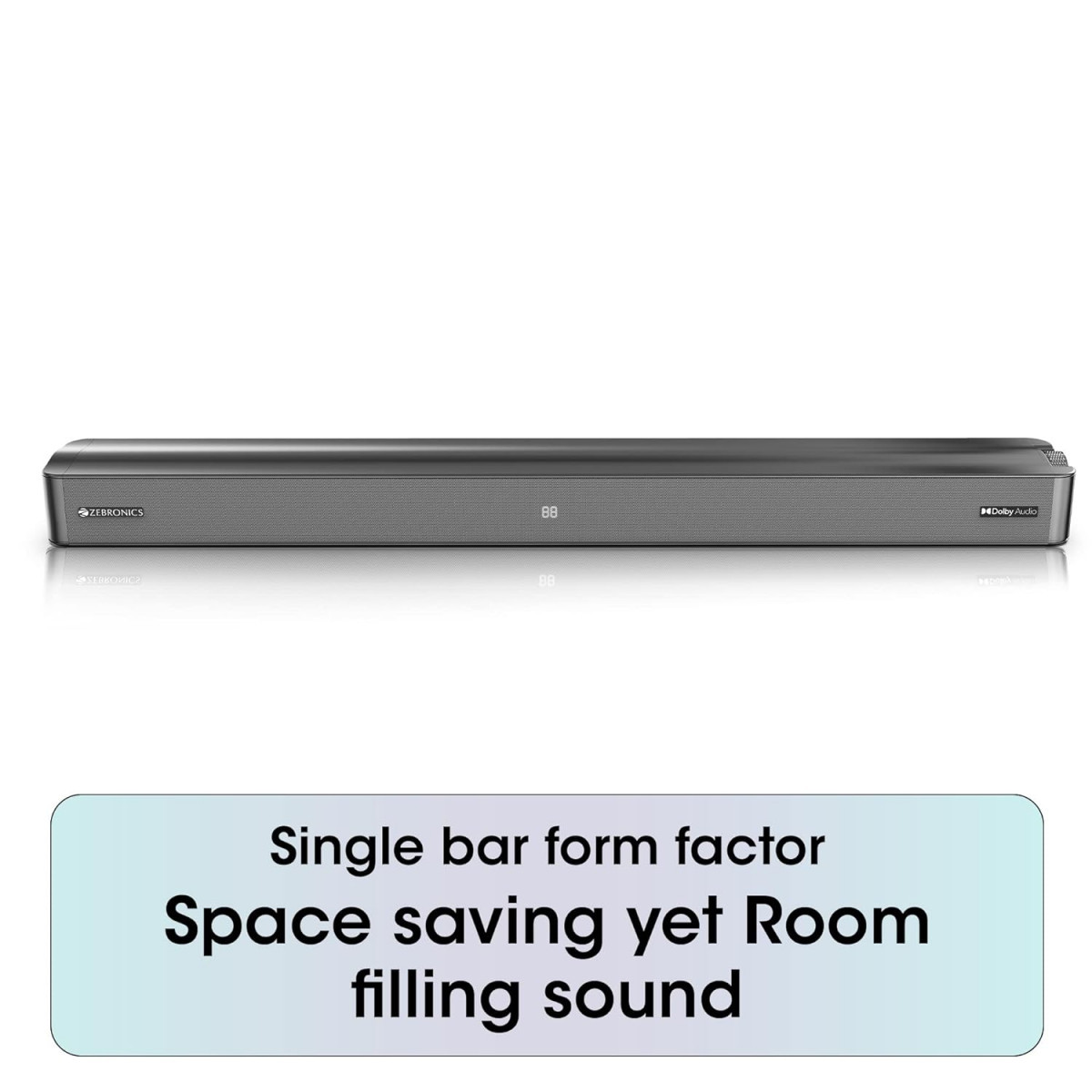 ZEBRONICS Juke BAR 3810 PRO Dolby Audio Soundbar with 100W RMS Output Premium Glossy Finish Powerful Quad Drives HDMI ARC Optical Bluetooth 50 LED Display Wall Mount and Remote