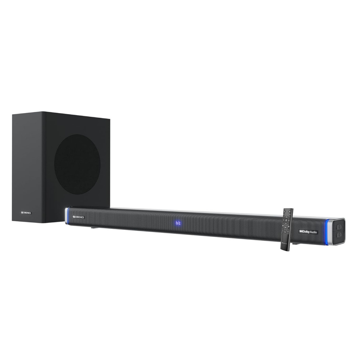 ZEBRONICS Juke BAR 9102 PRO 240W Output Dolby Soundbar with Bluetooth 50 HDMI ARC 65 Subwoofer Optical Wall Mountable Virtual 51 and LED Display