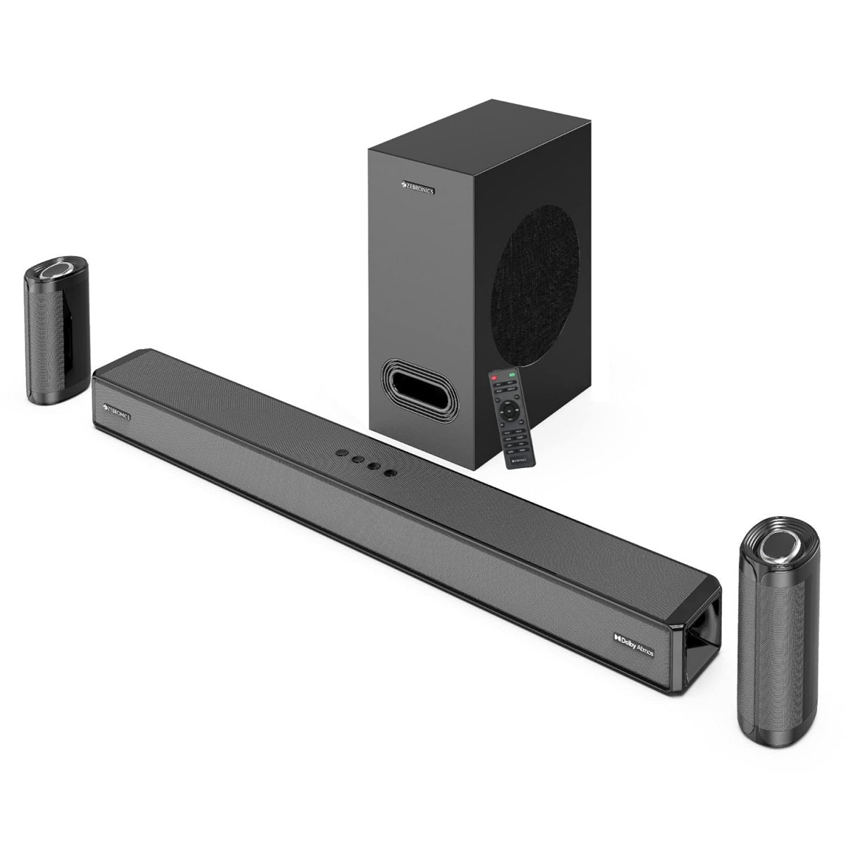 ZEBRONICS Juke BAR 9750 PRO 512 Surround Dolby Atmos 525W Soundbar with Subwoofer Dual Wireless Rear Satellites HDMI eARC Optical Bluetooth 50 Wall Mount  Remote Control