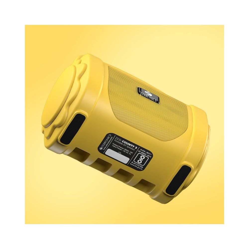 Zebronics Zeb County 3 3 W Bluetooth Speaker (Yellow, Mono Channel)