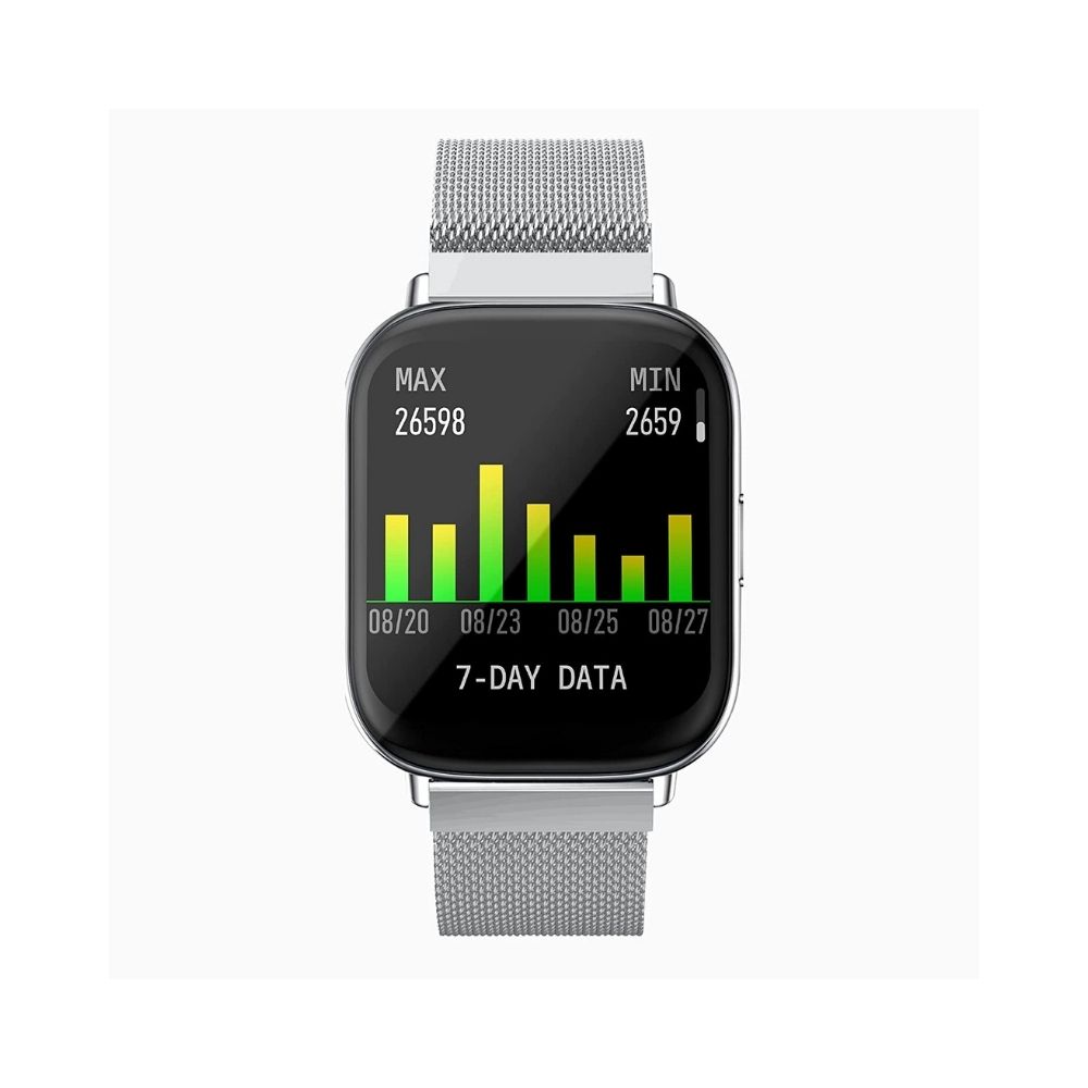 Zebronics Zeb-FIT5220CH Limited Edition Smart Fitness Watch,2.5D Curved Glass 4.4cm Square Display - (Silver Rim + Metal Strap)
