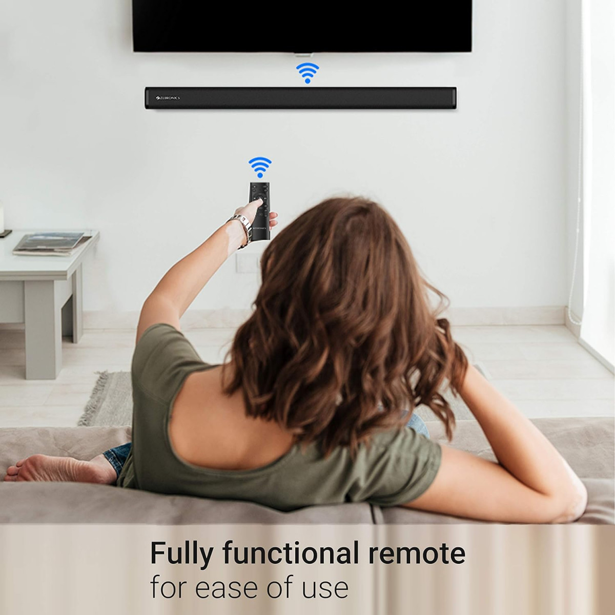 Zebronics ZEB-JUKE BAR 3500 Wireless Bluetooth Single Soundbar With Supporting Wall Mount USB AUX Coaxial IN HDMI ARC  Remote Control 60 Watt 20 Channel