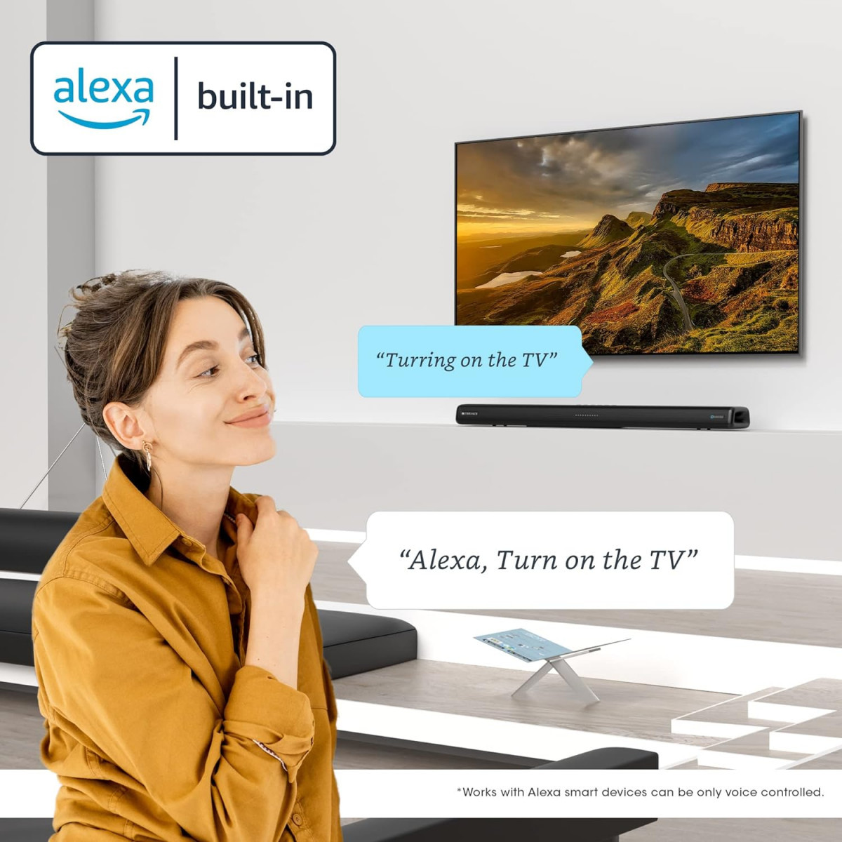 Zebronics ZEB-Jukebar 3820A PRO with Alexa built-in EnglishHindi BT Powerful Soundbar 80W RMS smart App control music streaming advanced dual far field mics inbuilt dual sub HDMI ARC Optical