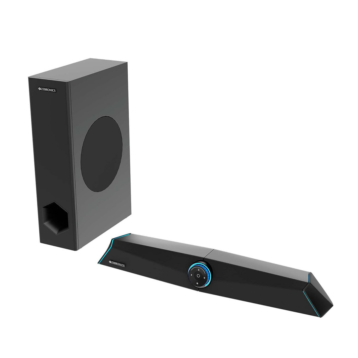 ZEBRONICS Zeb Sonic BAR 100-120W RMS Soundbar with Subwoofer RGB LED HDMI ARC BT v50 AUX Type C  Dual 35mm Audio Ports Virtual 51 and 3D Surround Sound Black