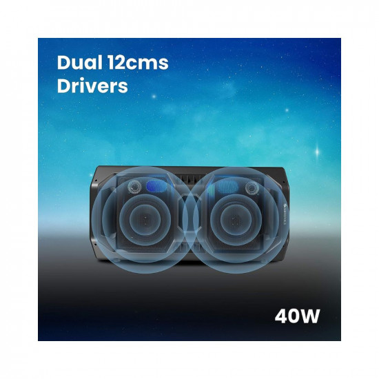 Zebronics Zeb-Space Deck PRO Wireless Bluetooth 40W Boombox Party Portable Speaker Supporting LED Display, RGB Lights, USB, SD Card, AUX, MIC in, FM, TWS & Comes with Wireless MIC + Remote Control.