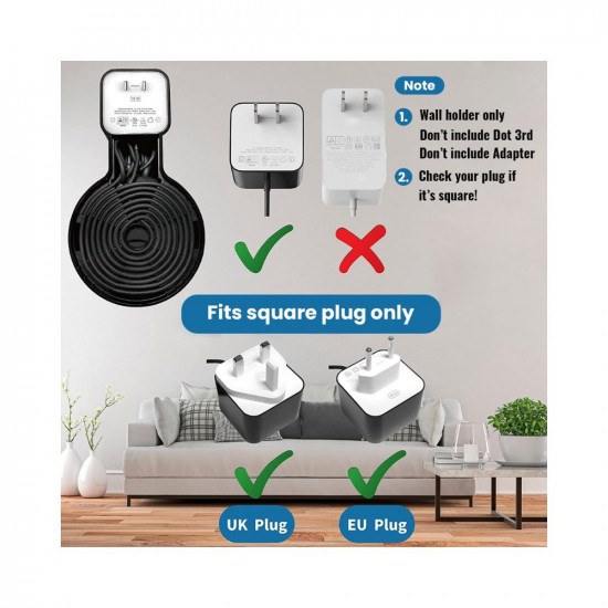 ZORBES Wall Holder for Alexa Echo Dot 3rd Generation Space-Saving Solution Wall Mount with Cord Management for Your Smart Home Speakers Alexa Echo Dot Accessories Holder Only Black