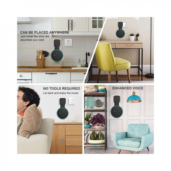ZORBES Wall Holder for Alexa Echo Dot 3rd Generation Space-Saving Solution Wall Mount with Cord Management for Your Smart Home Speakers Alexa Echo Dot Accessories Holder Only Black