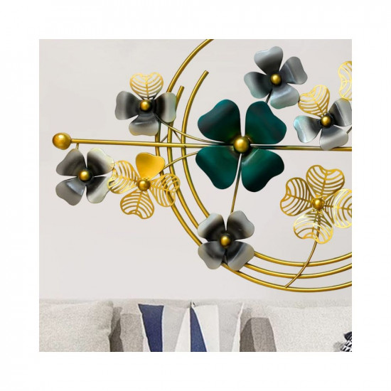 ZOVE Metal Flower Wall Art Iron Wall Hanging Home Decoration Perfect for Living Room/Hotel/Restaurant/Bedroom/Drawing Room (Color : Multi, Size: 43 x 24 INCH)